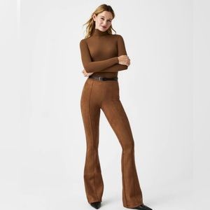 NWT SPANX Rich Carmel Faux Suede Flare Pants size Medium